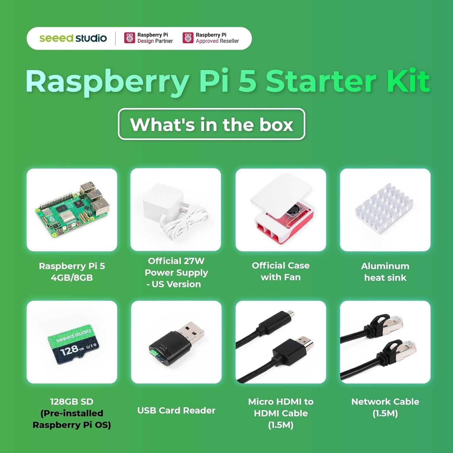 4GB Raspberry Pi 5 Starter Kit with Active Cooling Case & Tech Support Included