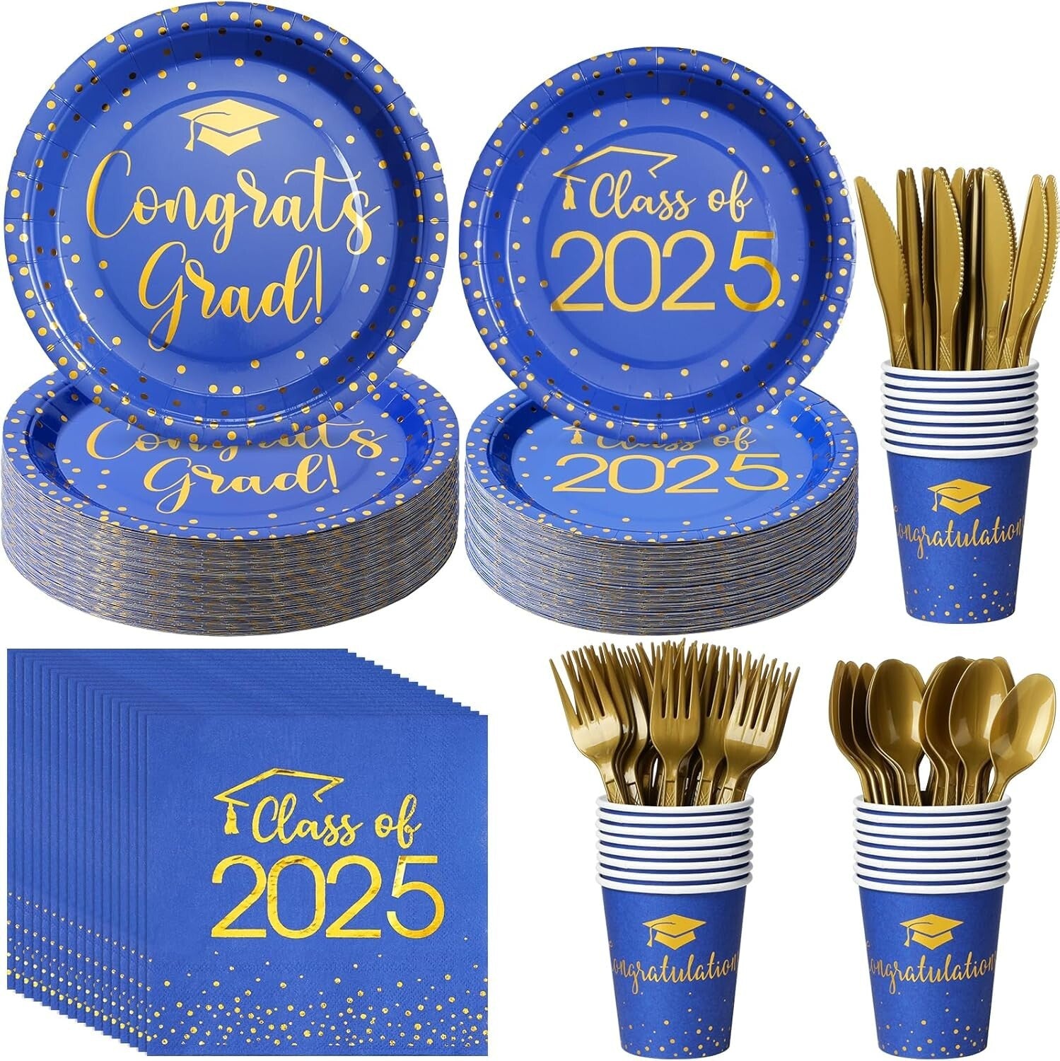 Luxurious Disposable Graduation Tableware Set: 700pcs for Class of 2025 Events