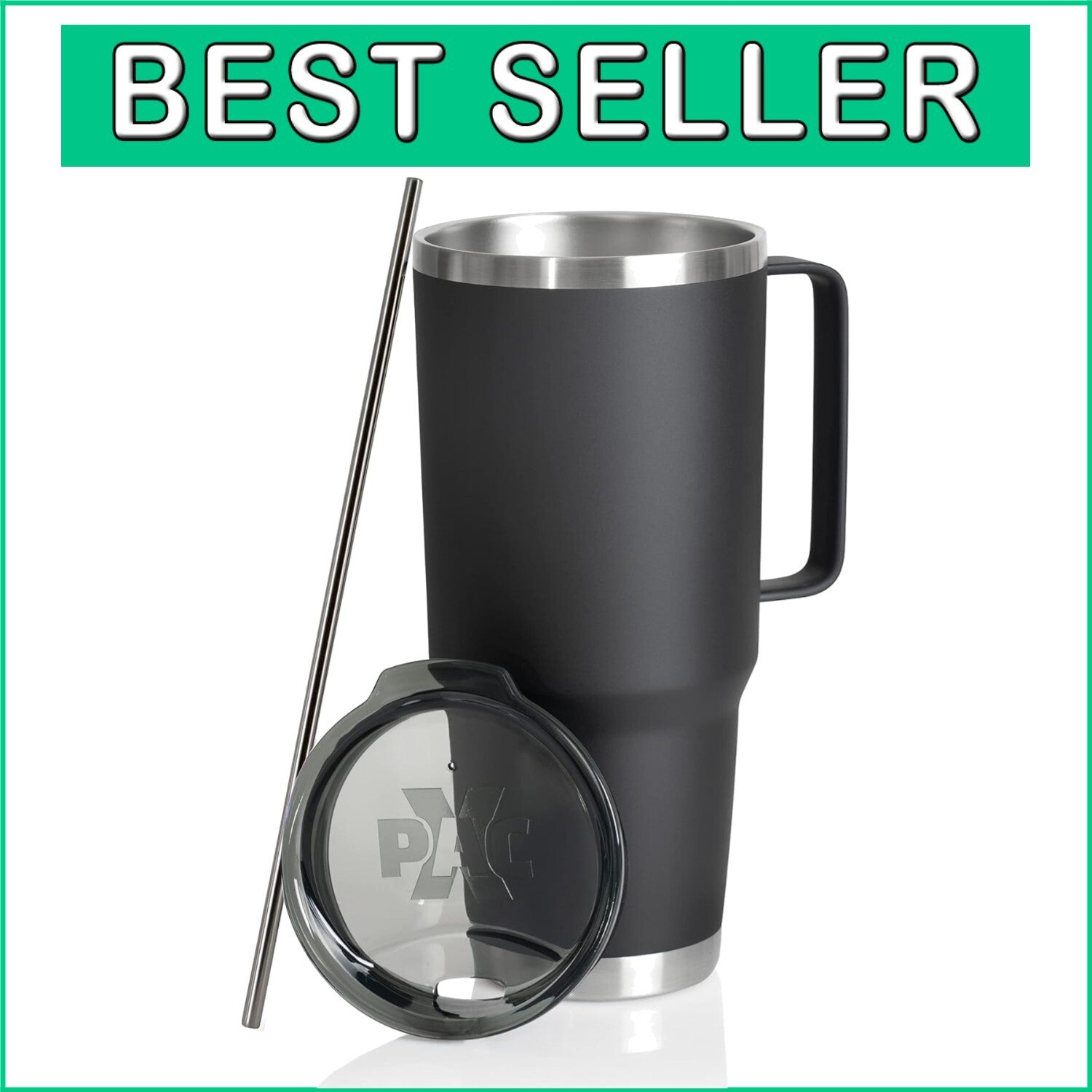 Double-Walled 64oz Insulated Tumbler with Lid & Straw - Travel Ready & Leakproof