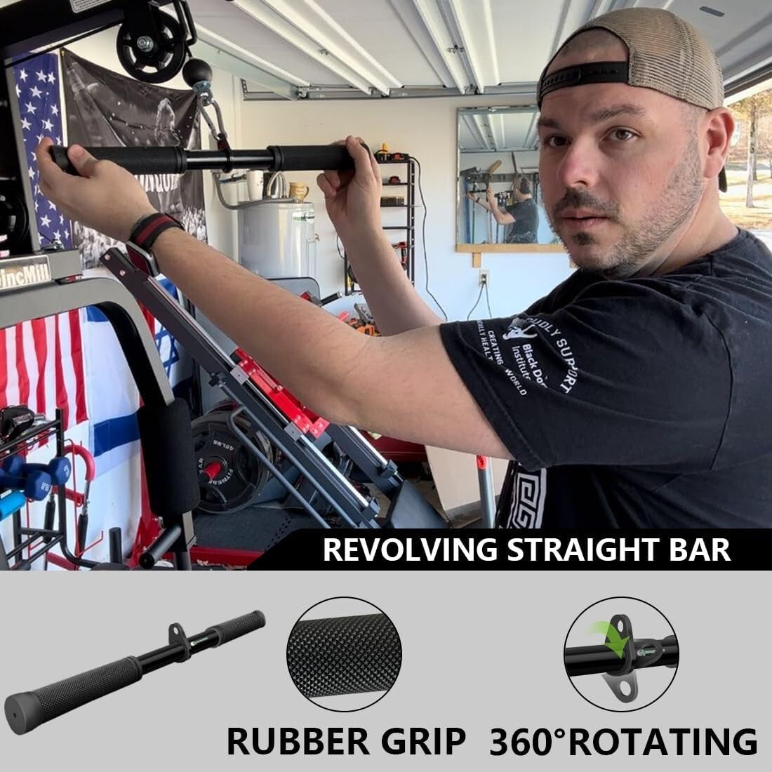 Cable Machine Attachment Set: V Handle, Rotating Bar & Triceps Rope for Home Gym