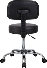 Load image into Gallery viewer, Ergonomic Black Vinyl Medical Spa Stool with Back Cushion &amp; Adjustable Height
