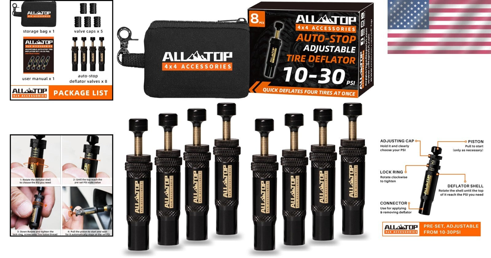 Adjustable Auto-Stop Tire Deflator Kit 10-30 PSI - Offroad Adventure Essential