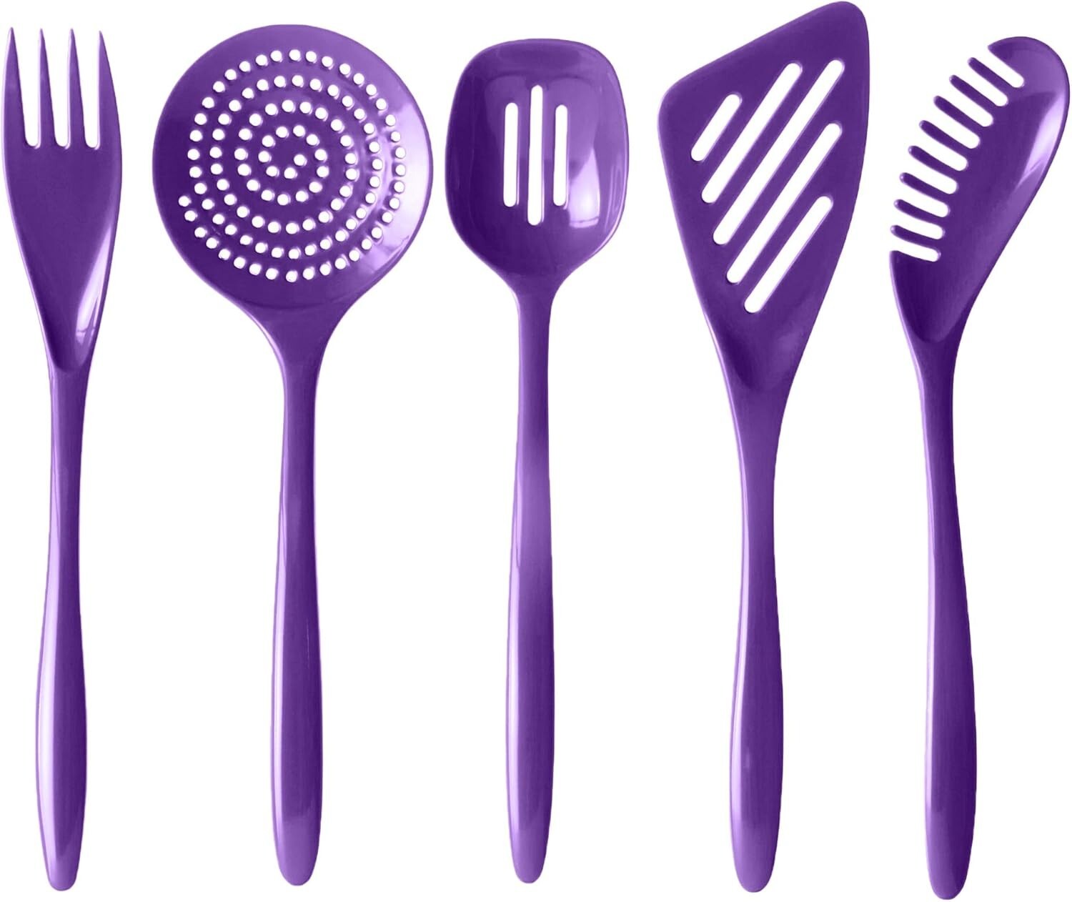 Durable Purple Melamine Utensils Set (12 Pieces) - Ideal for Serving & Cooking