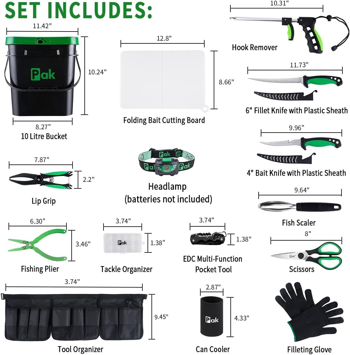 All-in-One Fishing Tool Kit with Fillet Knife & Bucket Organizer - Great Gift
