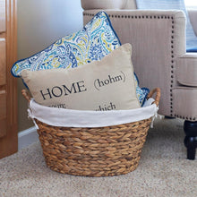 Load image into Gallery viewer, Elegant Large Round Wicker Laundry Basket with Liner, Natural Water Hyacinth