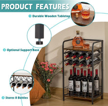 Load image into Gallery viewer, 3-Tier Industrial-Chic Wine Bar Table with 8-Bottle Rack - Space-Saving Elegance