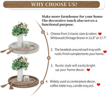 Load image into Gallery viewer, Rustic Luxury Brown Wooden Tray - Beaded Decorative Centerpiece for Living Room