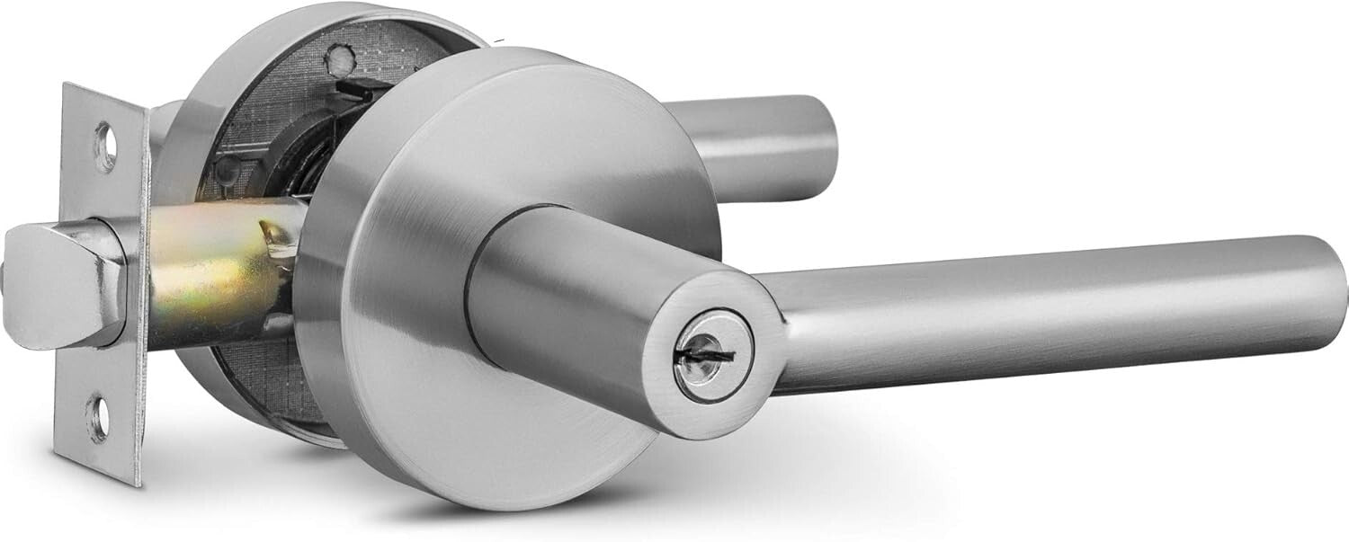 Elevate Your Space with Brushed Nickel Reversible Entry Lever Door Handle Set