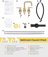 Load image into Gallery viewer, Modern Widespread 3-Hole Bathroom Faucet Set - Brushed Gold Finish, 2 Handles
