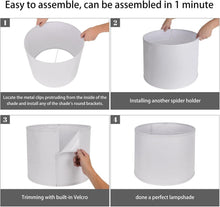 Load image into Gallery viewer, Elegant White Drum Lamp Shades 15" - Durable Natural Linen with Spider Fitter
