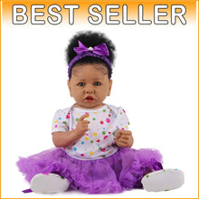 Load image into Gallery viewer, Lifelike 22.8-Inch Reborn Baby Doll - Soft Body African American Girl Toy Gift
