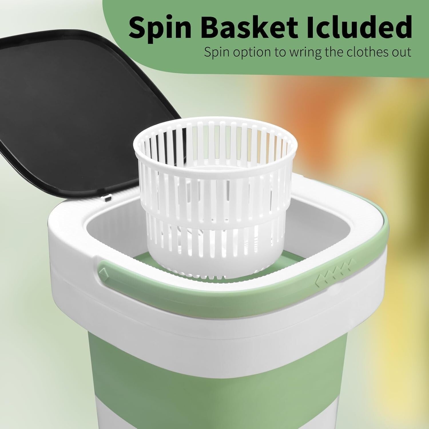 Foldable 3 Mode Mini Washer with Spin Basket – Perfect for Travel & Apartments