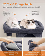 Load image into Gallery viewer, Smoky Gray 39.8" Cat Tower with Large Perch and Two Cat Caves - Stable &amp; Durable
