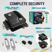 Load image into Gallery viewer, Compact 100% Metal RV Door Lock with 2 Keys - Ultimate Trailer Security Solution
