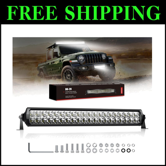 20 Inch Dual Row LED Light Bar, IP68 Waterproof with Stainless Mounting Brackets