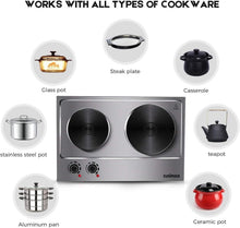 Load image into Gallery viewer, Double Electric Burner with Stainless Steel Finish – Ideal for Indoor Cooking