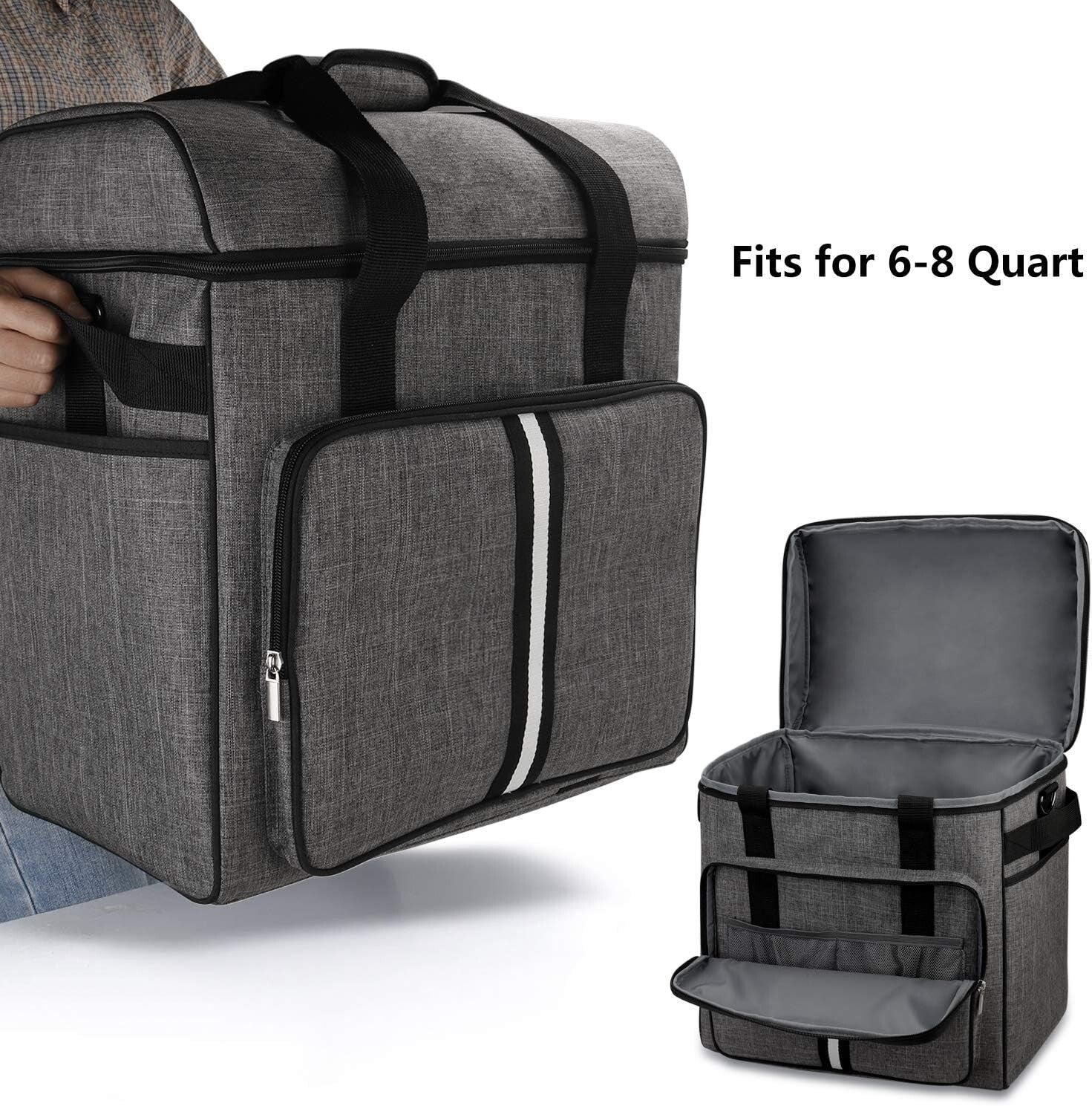 Ergonomic Kitchen Mixer Carrying Bag - Fits 6-8 Quart Mixers with Pockets