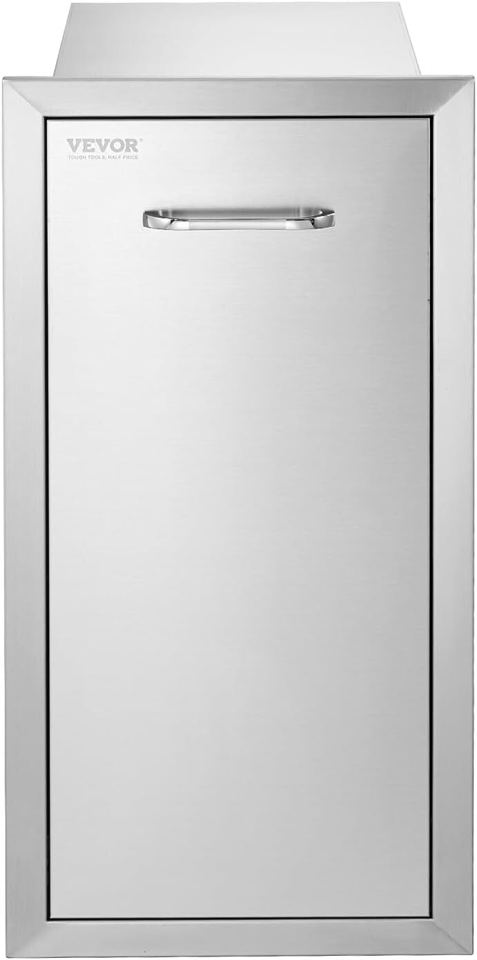 13.4"W Outdoor Kitchen Trash Bin - Durable Stainless Steel with Silent Rails