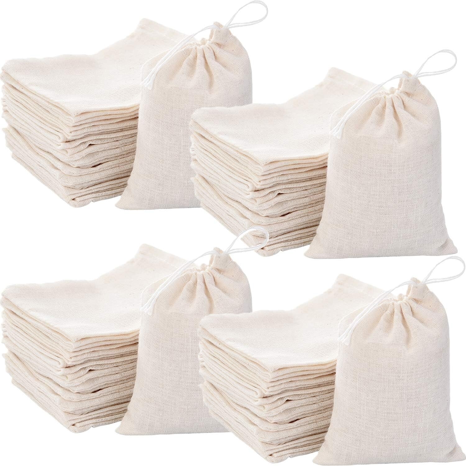 Reusable 3x4 Inch Cotton Drawstring Gift Bags - Pack of 400 for Weddings & More