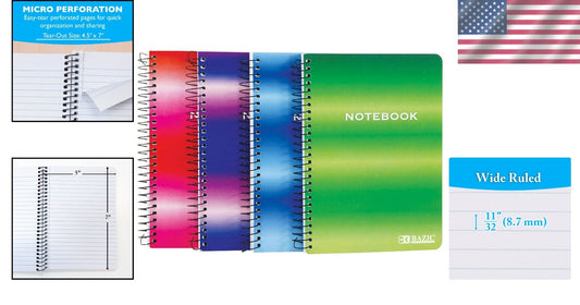 Durable 5x7 Spiral Notebooks - 120 Sheets, Soft Cover, Assorted Colors (36-Pack)