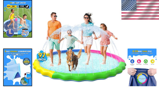 Colorful Splash Mat for Kids and Dogs - Non-Slip 97-Inch Water Party Fun