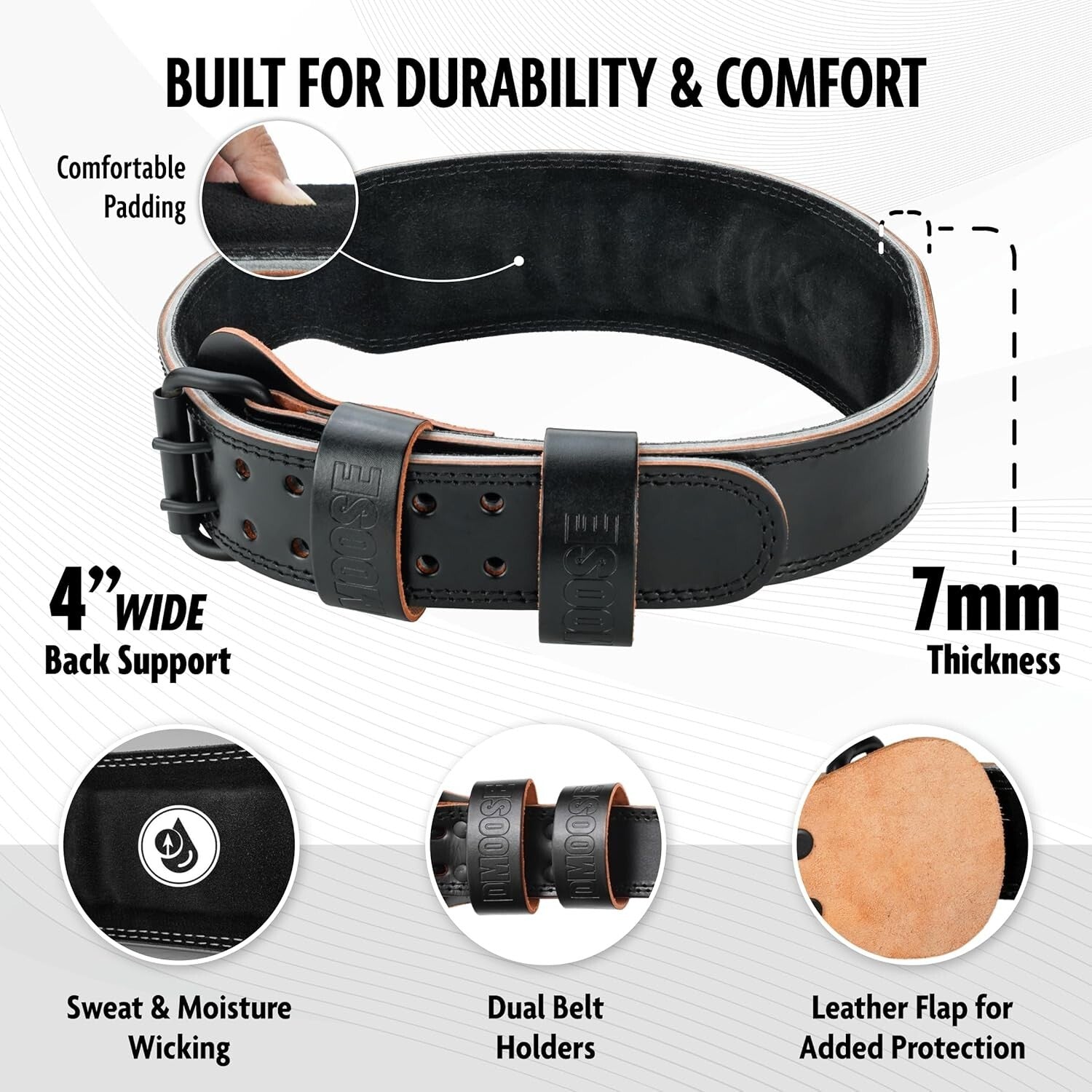 Adjustable 4-Inch Weightlifting Belt with Double-Pronged Buckle - Premium Design