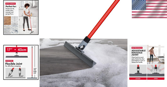 Effortless Floor Cleaning with Heavy Duty 17-Inch Silicone Squeegee Broom