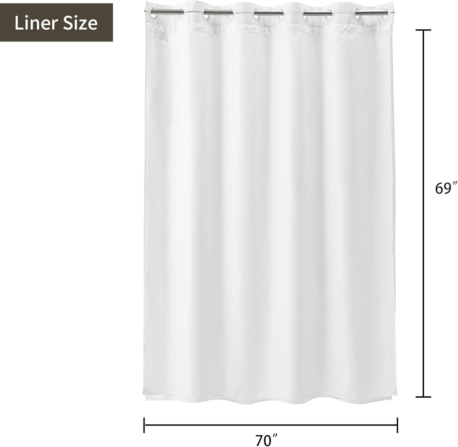 Classic 71x74 Inch Waffle Weave Shower Curtain - Snap-in Liner, No Hooks Needed