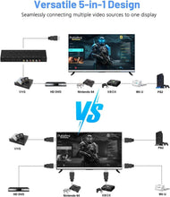 Load image into Gallery viewer, HDMI/AV Switcher with Remote Control - Plug &amp; Play for Gamers &amp; Movies