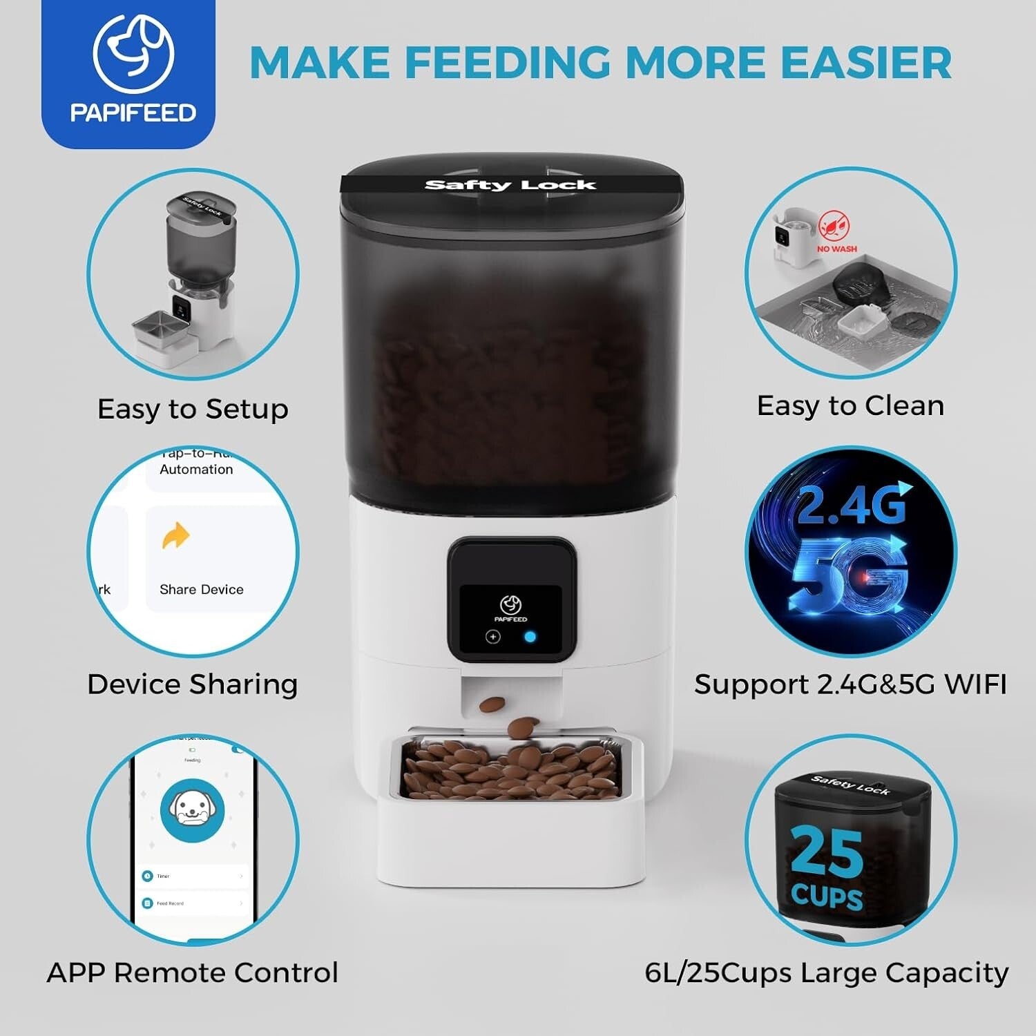 Smart WiFi Cat Feeder - Automatic 6L Portion Control & Alexa Compatible
