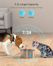 Load image into Gallery viewer, 3.2L Stainless Steel Cat Water Fountain with Double Filtration - Quiet &amp; Durable