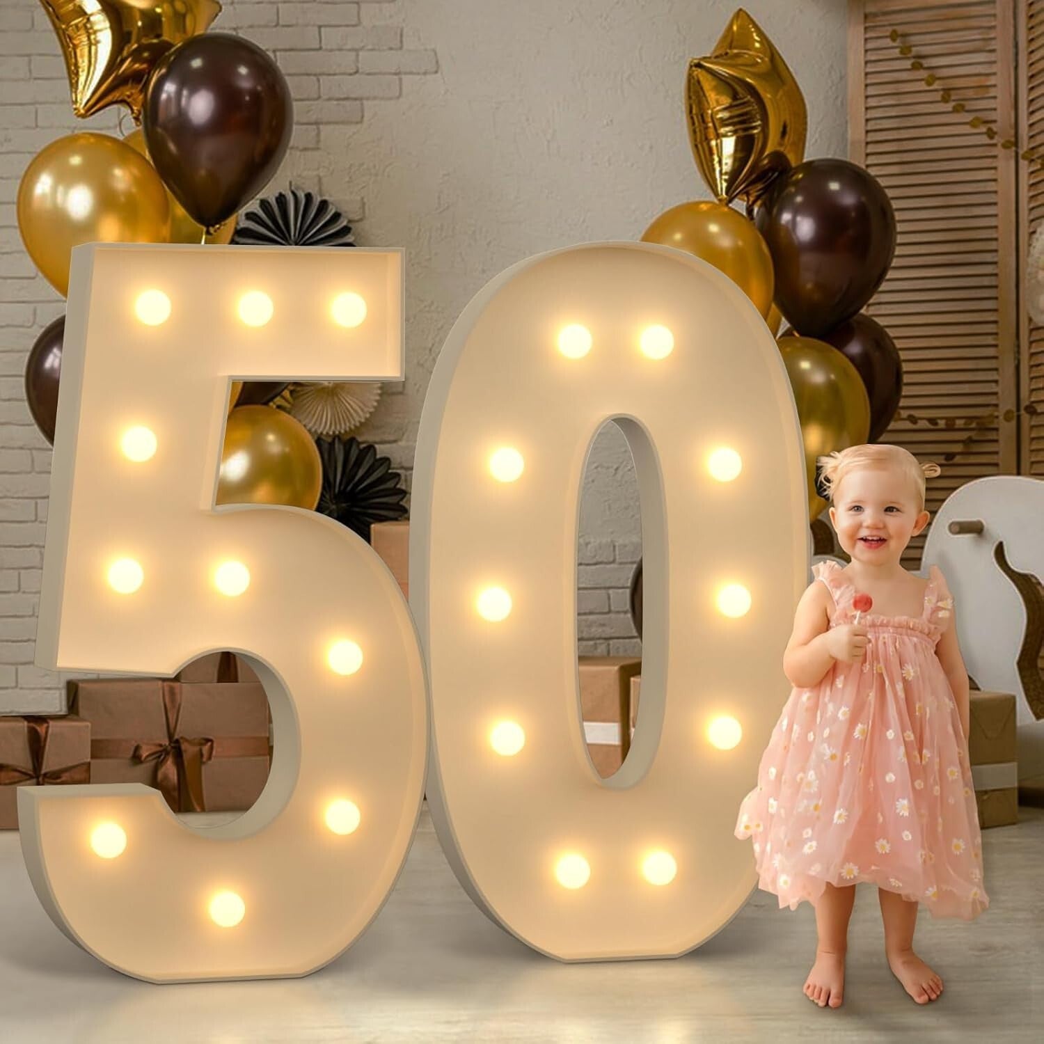 Durable 4FT Light Up Marquee Number 50 with Easy Assembly for Celebrations