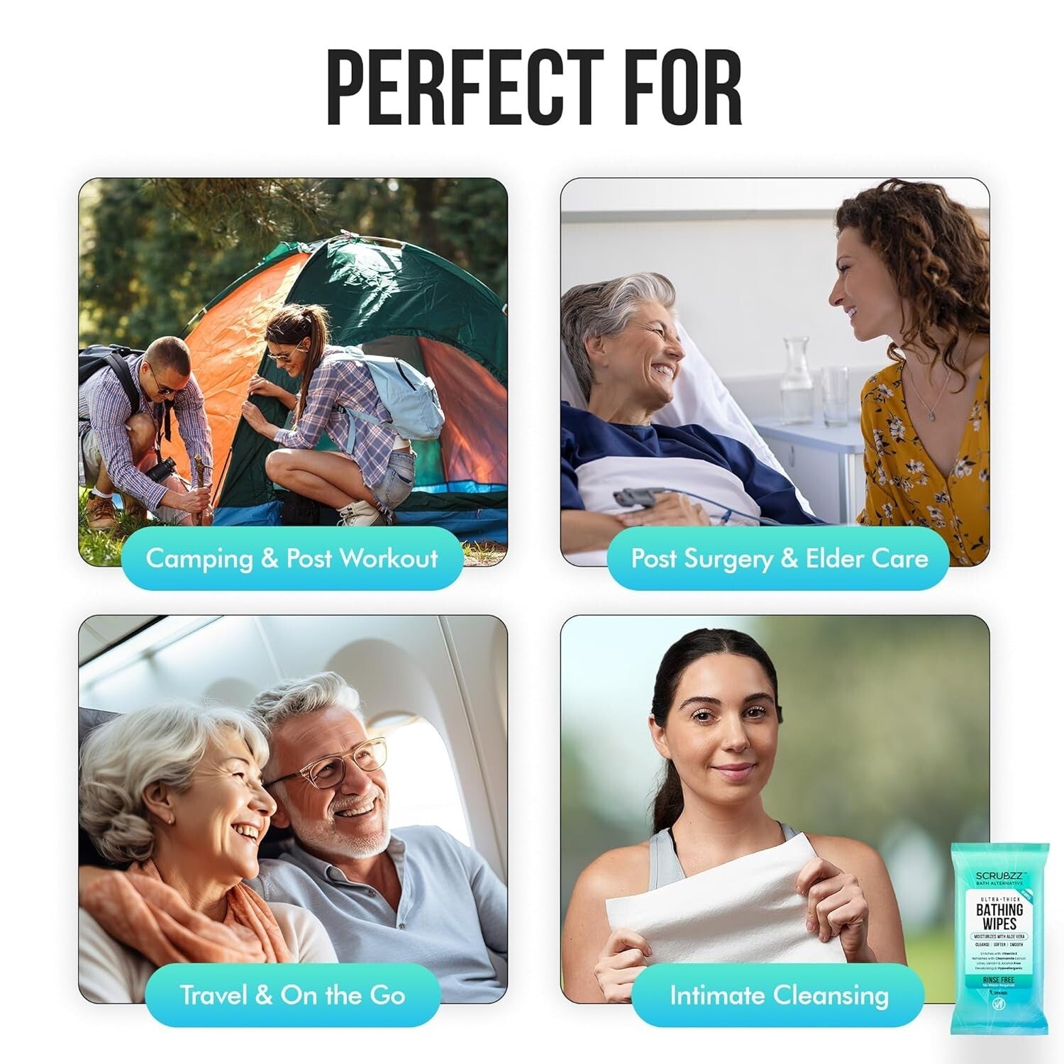 Ultra Thick Body Wipes for Men & Women - 120 Pack, Perfect for Travel & Recovery