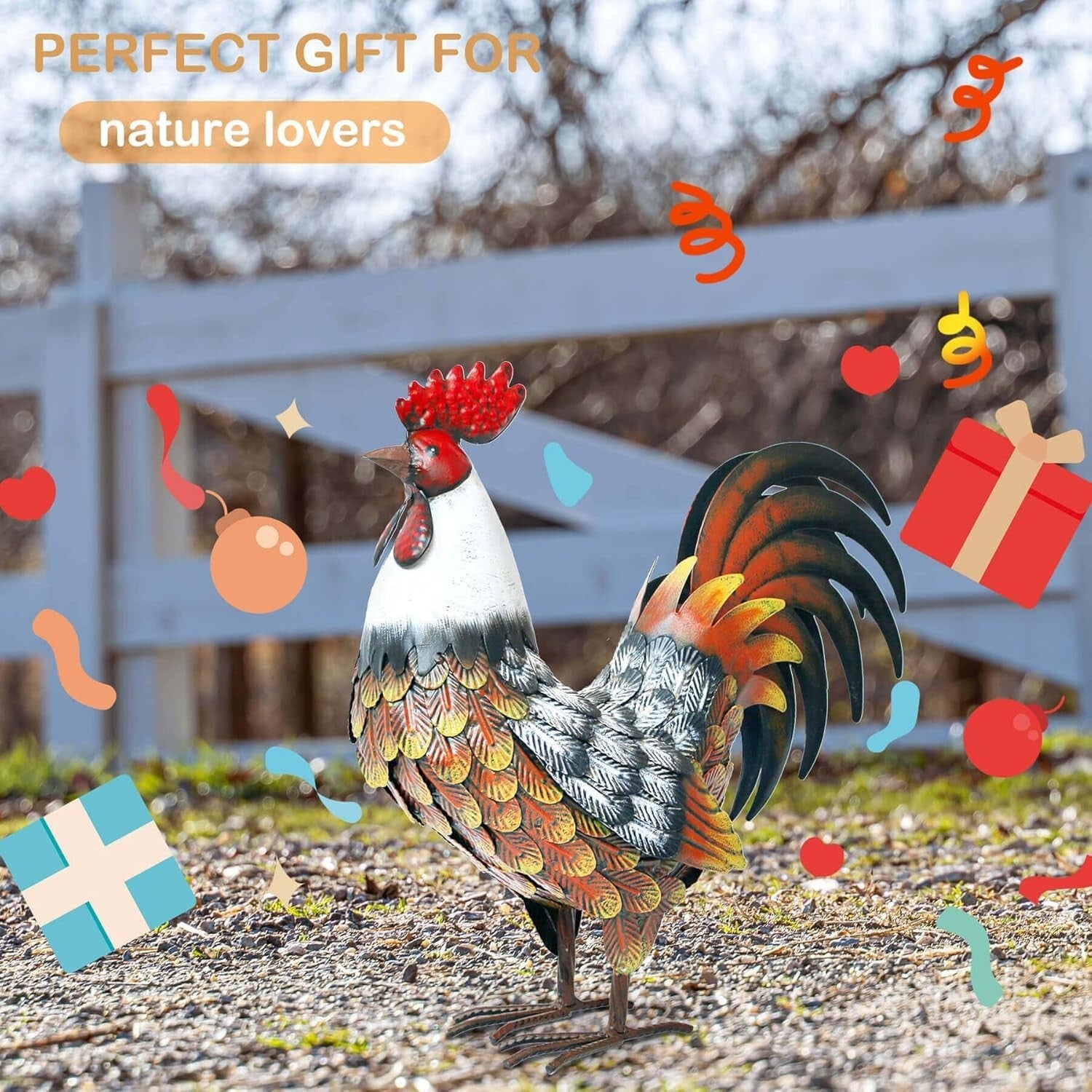 Elegant Waterproof Metal Chicken for Garden Decoration - Handmade Gift Idea