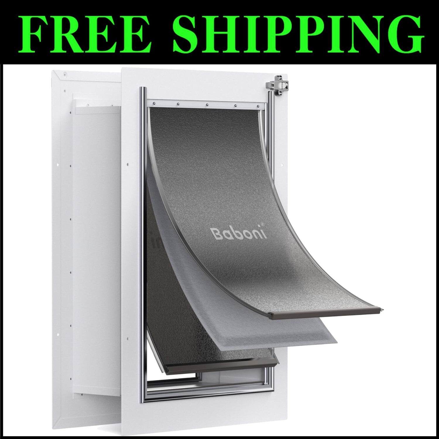 Heavy-Duty 3-Flap Pet Door for Large Pets - Easy Wall Installation Included