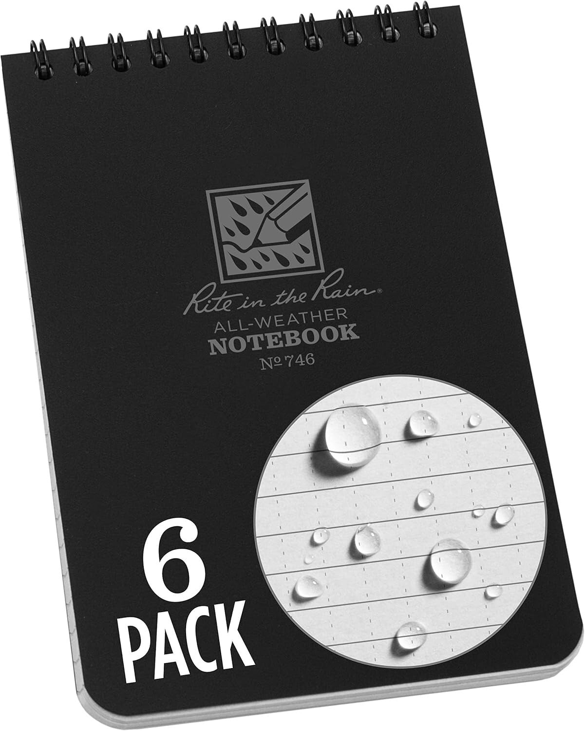 All-Weather 4" x 6" Pocket Notebooks - Weatherproof Paper & Eco-Friendly 6 Pack