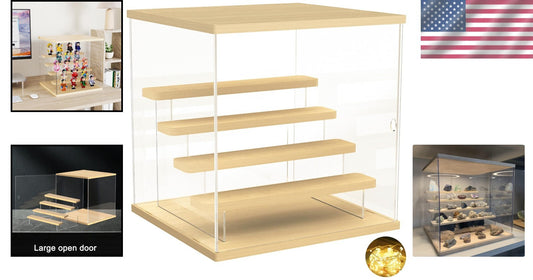 5-Tier Acrylic Display Case with Wooden Base for Action Figures and Collectibles