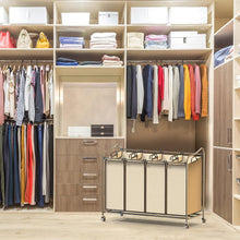 Load image into Gallery viewer, Efficient 4-Bag Heavy-Duty Laundry Cart with Smooth Rolling Casters in Chrome