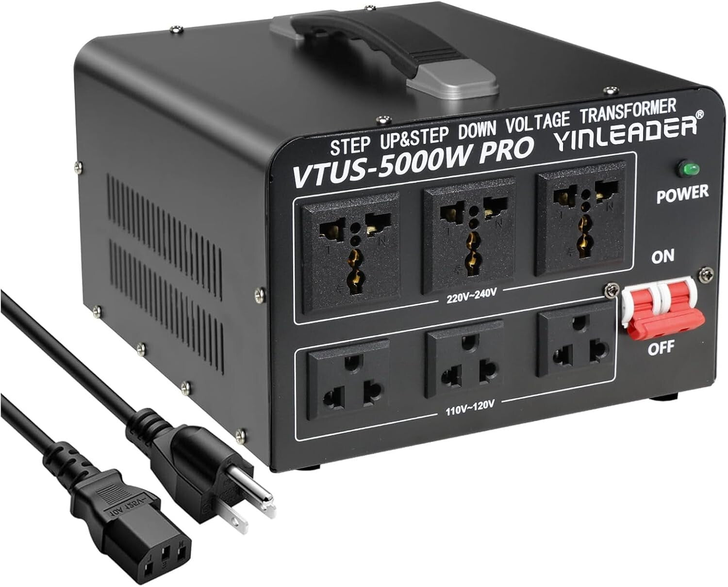 Efficient 5000W Voltage Converter with Three Sockets - Seamless Power Adaptation