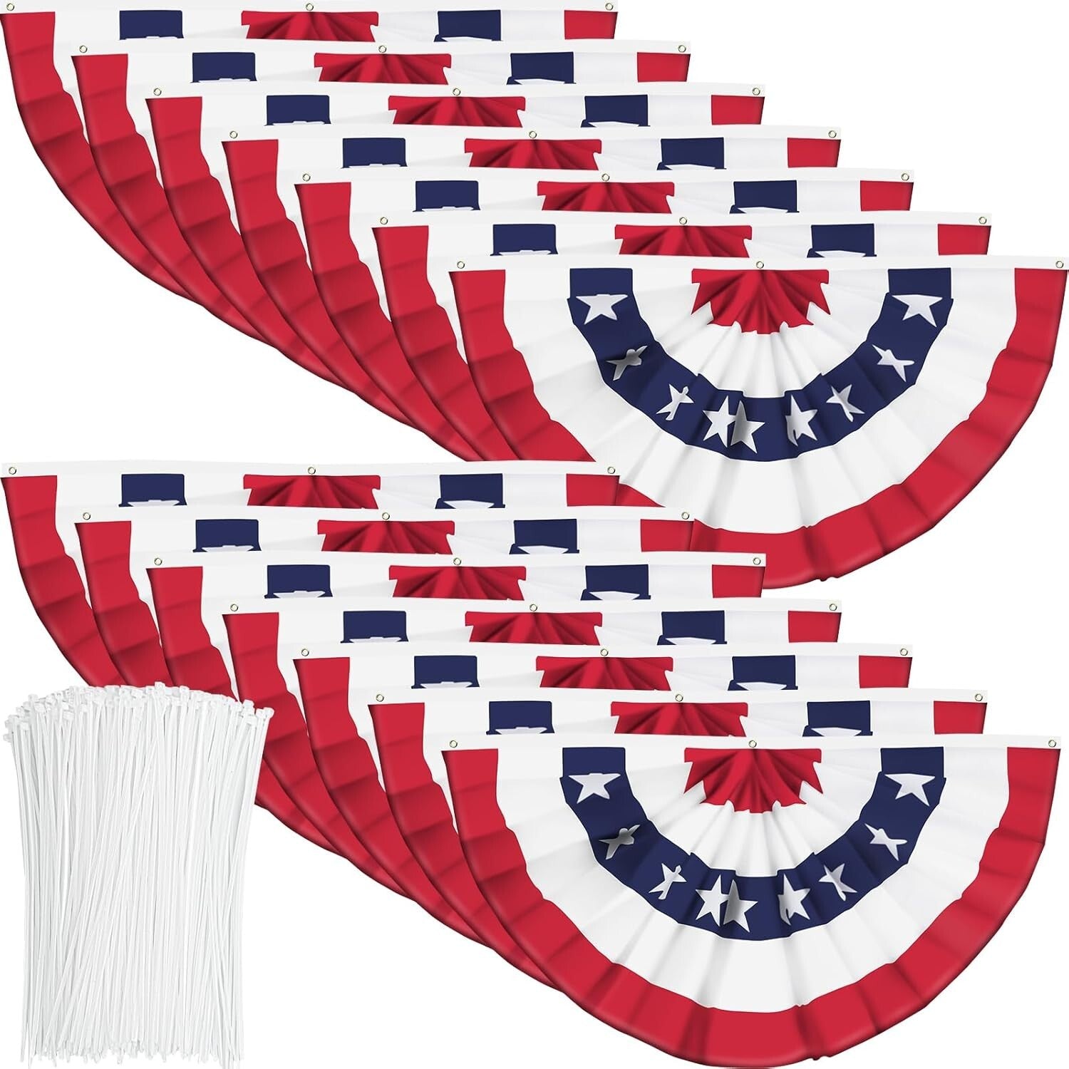Durable American Pleated Fan Flag - Outdoor Half Fan Banner for Celebrations