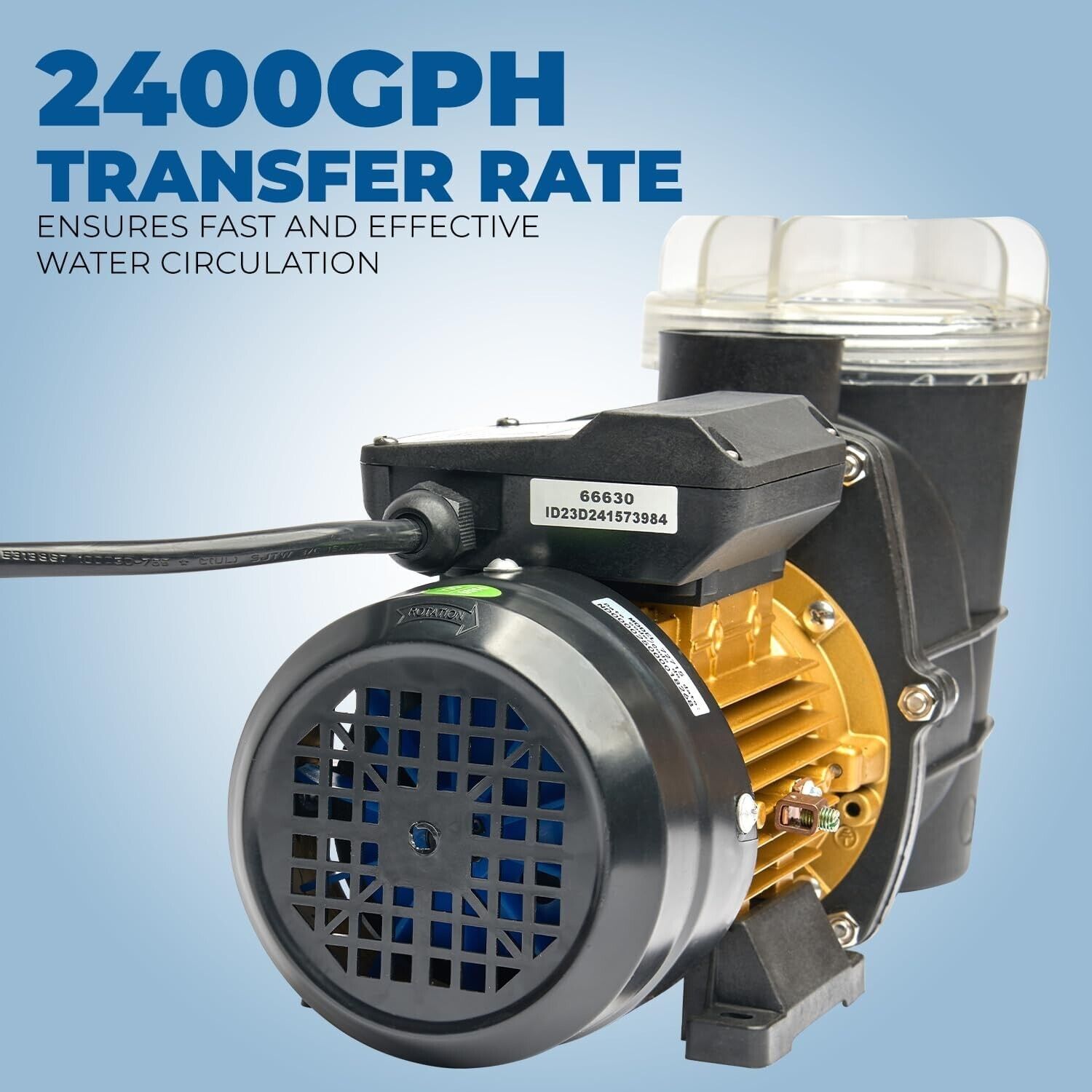 Crystal-Clear Water Guaranteed! 3/4 HP Self-Priming Swimming Pool Pump 2400 GPH