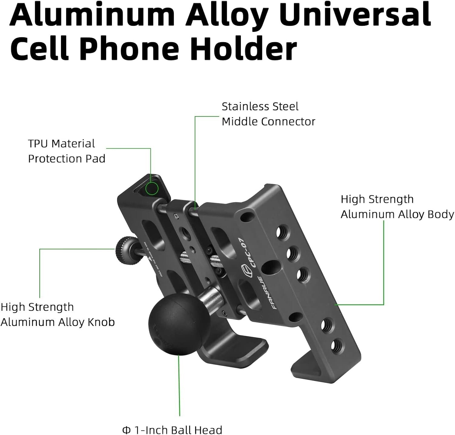 1'' Ball Aluminum Phone Holder for Motorcycles & Bikes - Universally Compatible