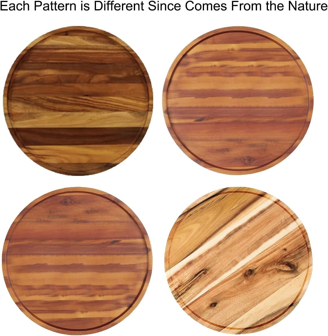 Elegant 14 Inch Acacia Wood Lazy Susan - Durable Kitchen Turntable Organizer