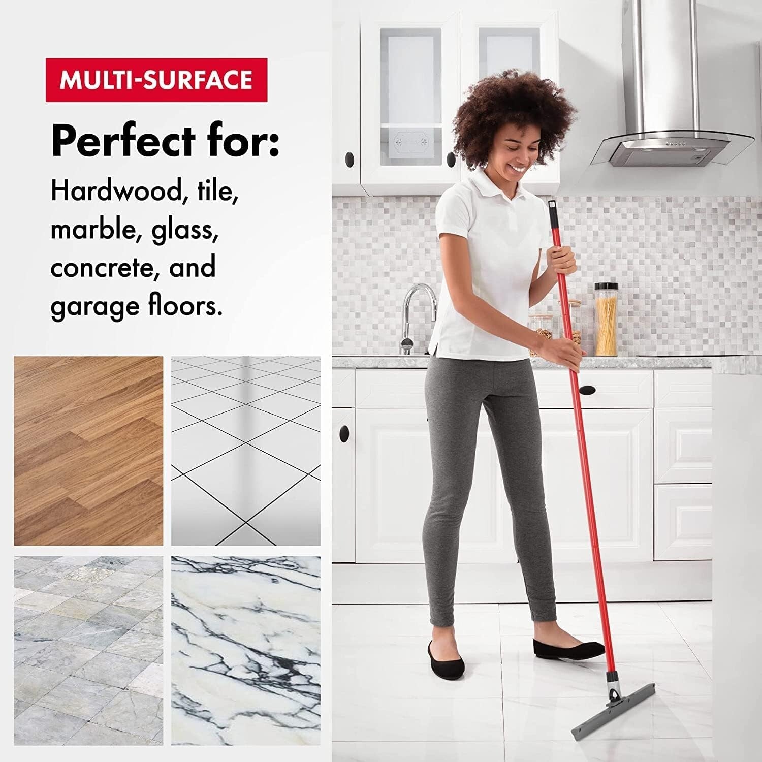 Effortless Floor Cleaning with Heavy Duty 17-Inch Silicone Squeegee Broom