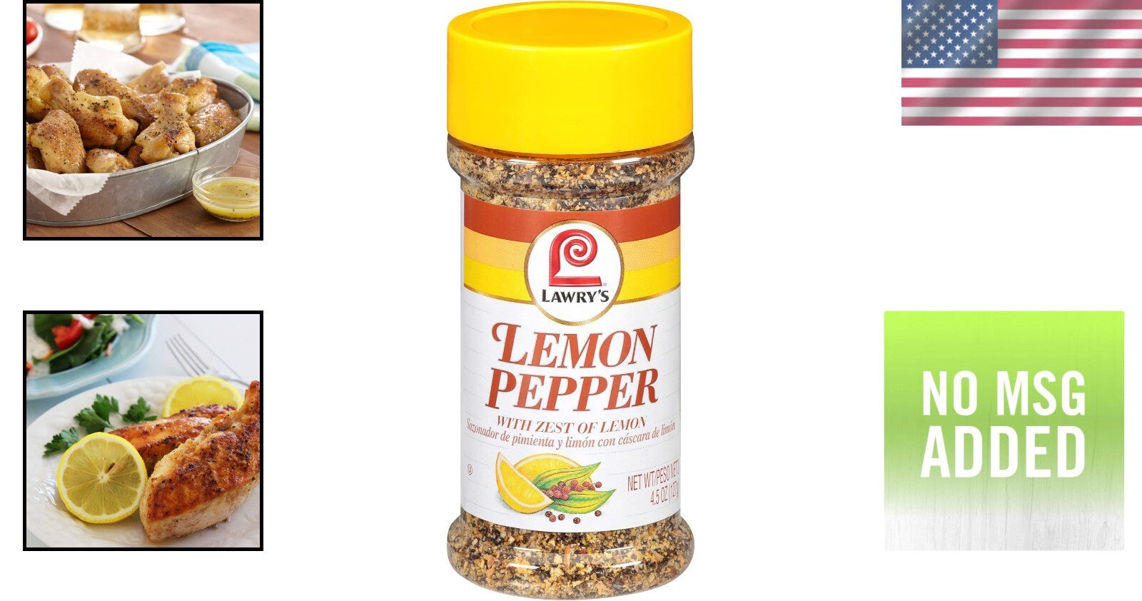 Lemon Pepper Seasoning with No MSG - 4.5 oz Pack of 12, Perfect for Grilling