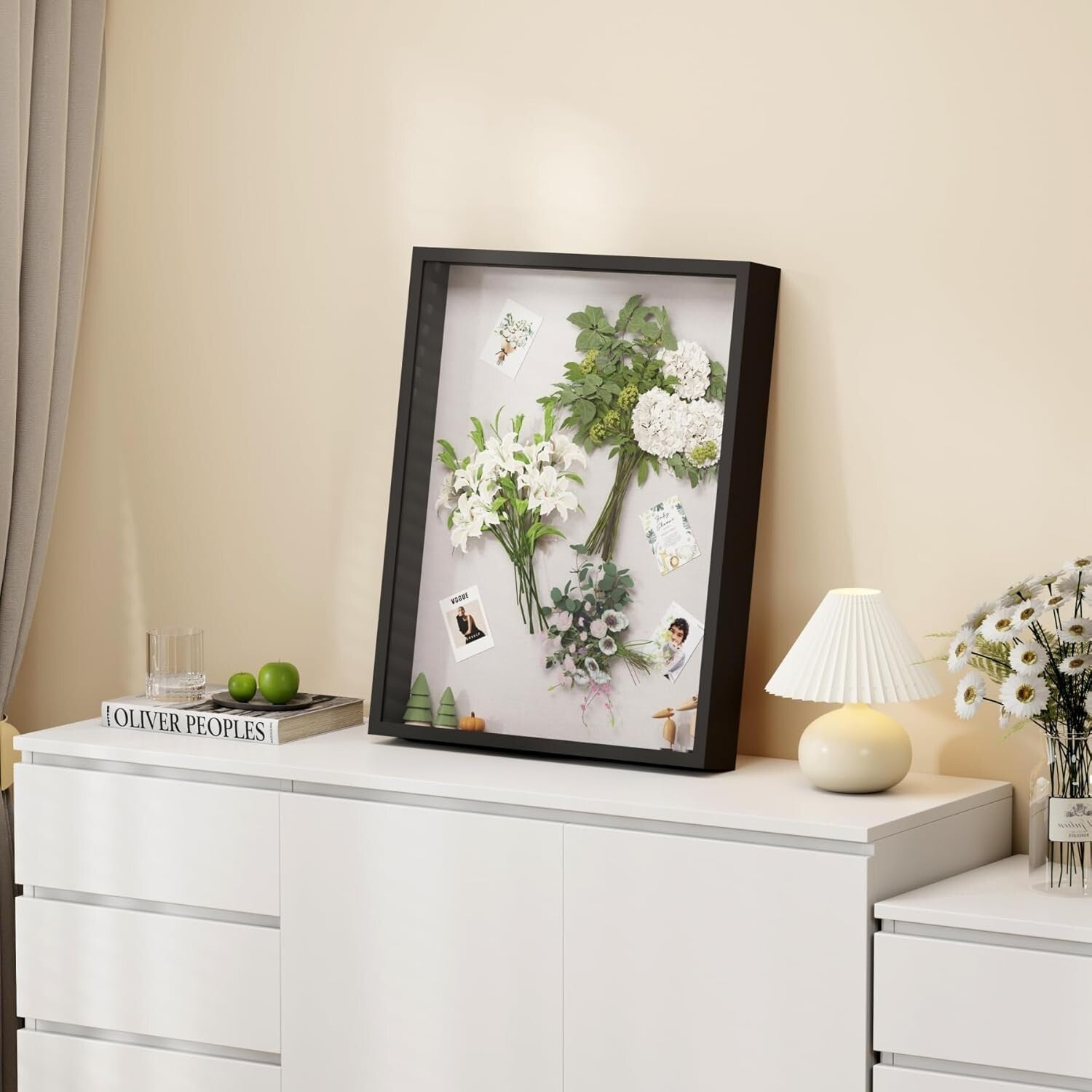 Elegant 16x20 Shadow Box Frame in Black with Shatterproof Plexiglass Cover