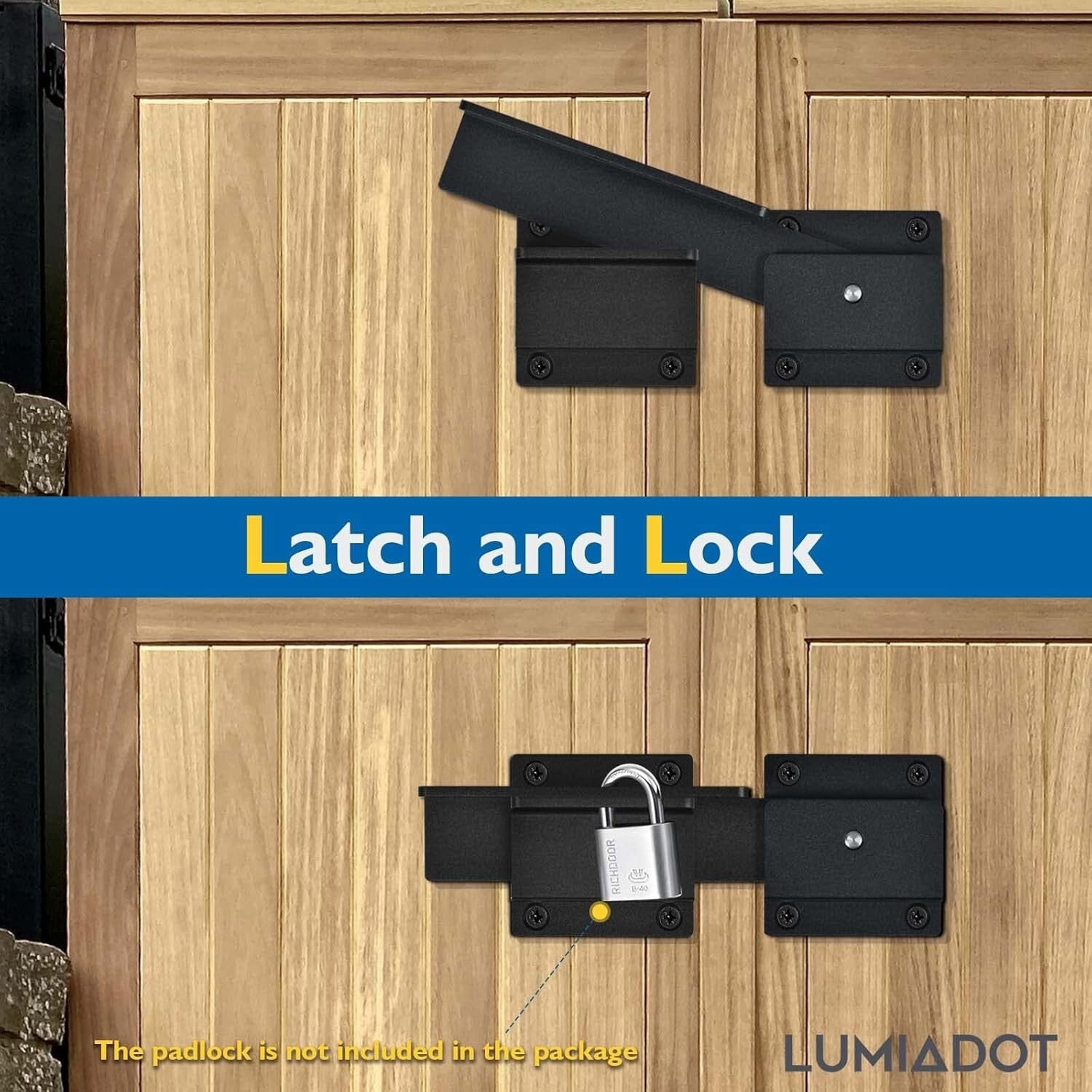 Quick-Install Heavy Duty Flip Gate Latch Lock with Rustproof Finish - 2-Pack