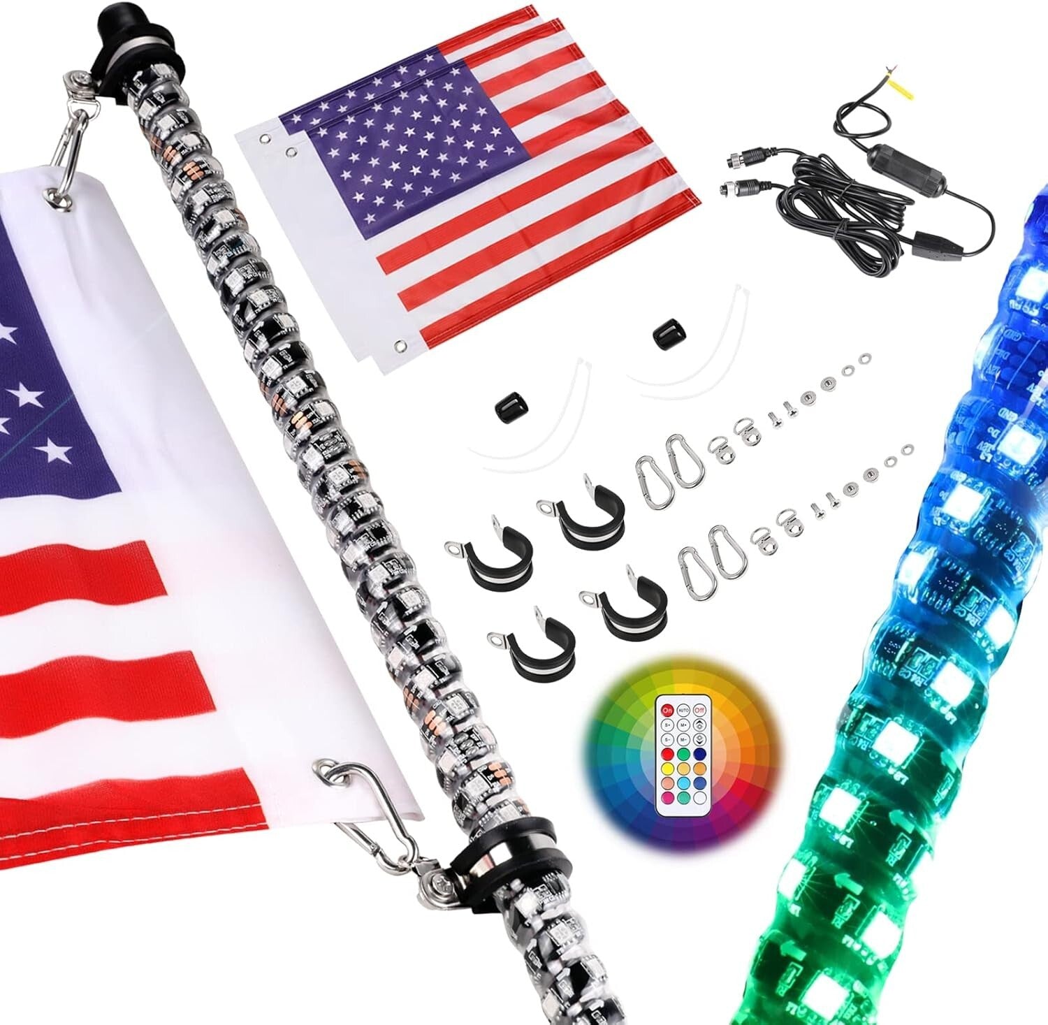 Ultimate 5ft RGB LED Whip Lights - Remote Controlled Offroad Adventure Lighting