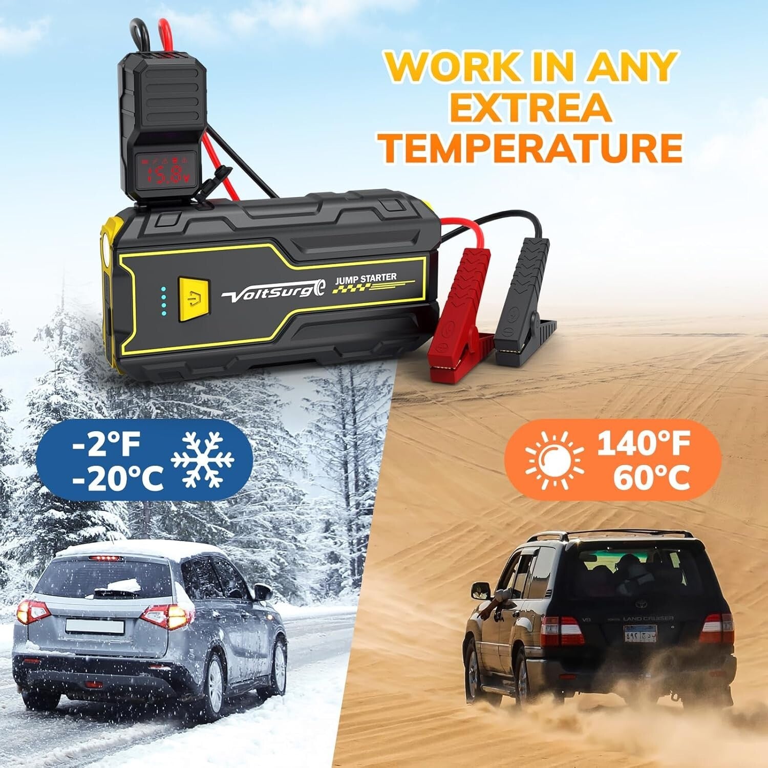 Lightweight 3000A Car Battery Jump Starter & Emergency Kit with Smart Protection