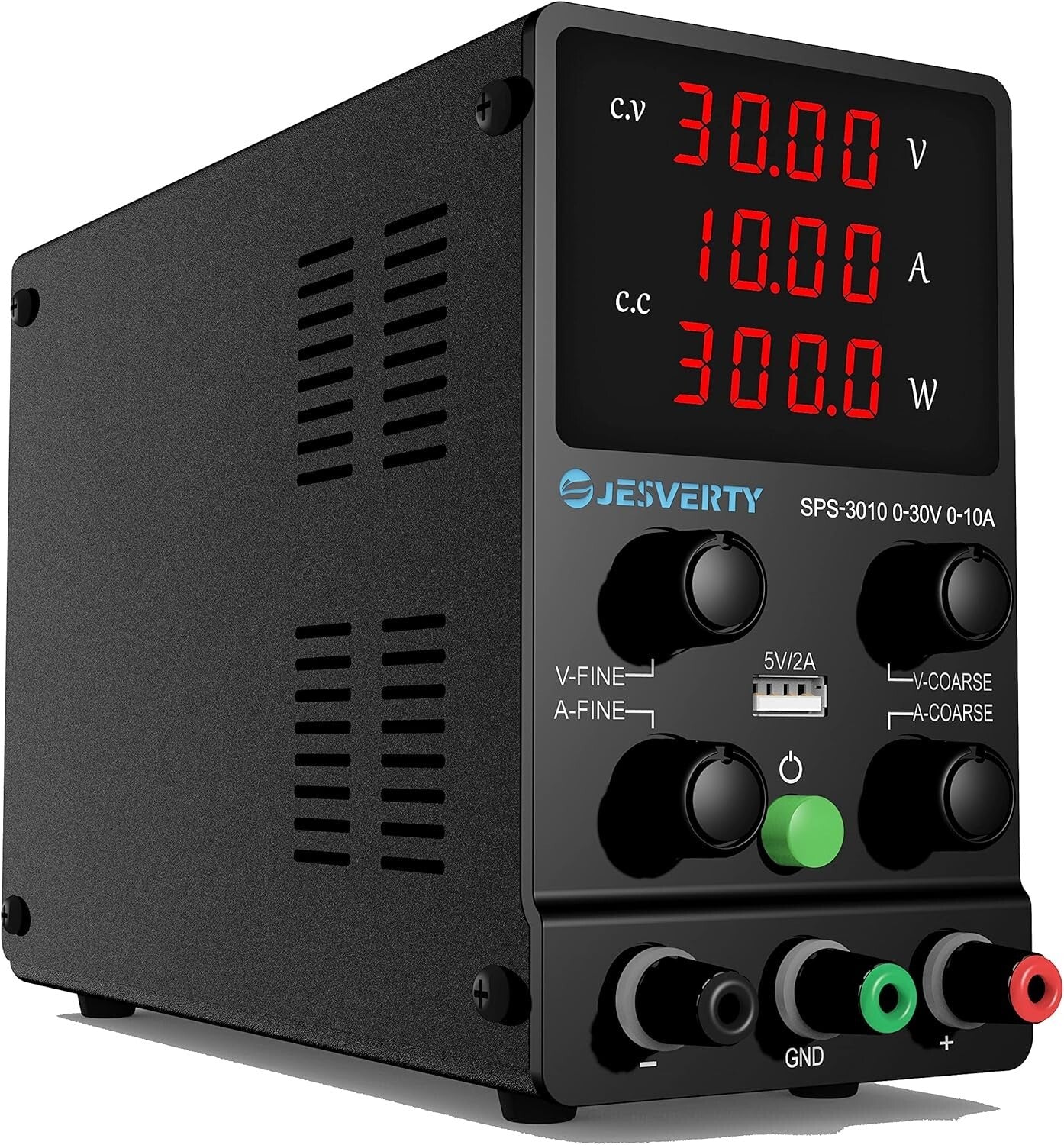 Lightweight 0-30V 10A Power Supply with 4-Digit Display & Coarse/Fine Adjustment